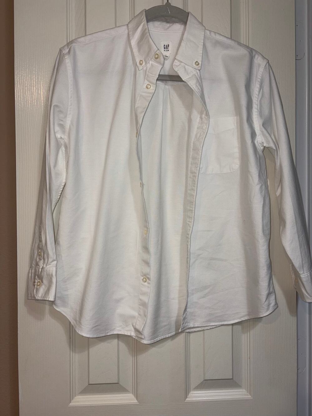 Gap Kids White Oxford Button Down Shirt Boys Large L Long Sleeve School Uniform